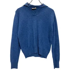 ウールニット セーター レディース S～ ブルー Ｖネック 襟付き 古着卸 アメリカ仕入 a612-7014