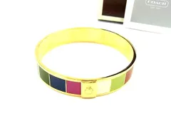 ■美品■ COACH コーチ バングル ブレスレット アクセサリー レディース ゴールド系×マルチカラー DI8295