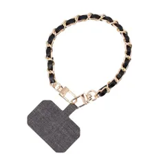 ☆ ブラックxゴールド ☆ スマホハンドストラップ ハンドストラップ 可愛い スマホストラップ チェーンストラップ リストストラップ 携帯ストラップ チェーン ロープ 手首 落下防止 携帯 携帯アクセサリー スマホアクセサリー レディース スマホ シンプル