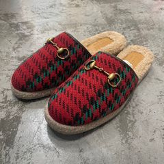 【断捨離中♡】 GUCCI❤️グッチ／ホースビットチェックスリッポン❤️ 未使用品 GUCCI チェック ボア ホースビット サンダル