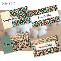 ♦︎♢sh017　ショップカード　アジアン柄　エスニック模様　おしゃれ　サンキューカード　メッセージカード　名刺　アクセサリー台紙　91mmx55mm 　名刺サイズ　セミオーダー　片面100枚　グラフィック　オーダーメイドカード　デザイナー　デザイン