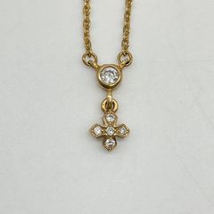 Loree Rodkin ローリーロドキン クロス ネックレス ダイヤモンド 0.06ct K18 18金 ゴールド 【中古】ABランク　5_242