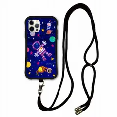[iPhone12/iPhone12 Pro] スマホショルダー付 iPhone14 i-coronケース アイフォン15 14 Plus 13 Mini 12 11 スマホケース カバー ショルダーストラップ 肩掛け 斜め掛け アニマル柄 宇宙遊泳 スター 