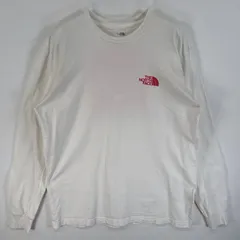 古着 ザ・ノースフェイス THE NORTH FACE 長袖Tシャツ 両面 ラバープリント クルーネック M  ホワイト メンズ