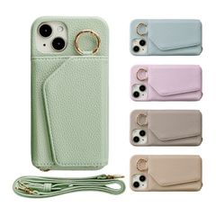 iPhone7/8 SE グリーン iPhone7Plus/8Plus iPhoneケース iPhoneX/XS XR スマホケース カバー リング 韓国 財布 ミラー シンプル 取り外し可能 かわいい ストラップ カード入れ 合皮レザー ショルダー