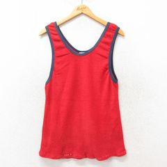 M/古着 KING SIZE ビンテージ タンクトップ メンズ 80s パイル地 赤 レッド 25jun06 中古