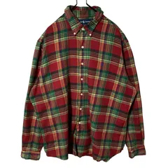 ラルフローレンチェック ボタンダウン 2XL レッド シャツ メンズ 古着 長袖