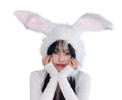 [Electric Circus] [エレクトリックサーカス] ウサギ かぶりもの コスプレ うさぎ 帽子 うさ耳 キャップ ハロウィン 仮装 パーティー コスチューム イベント 学園祭 着ぐるみ 兎 バニー 2 (ホワイト) [ホワイト]