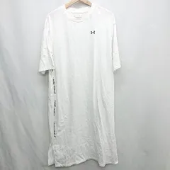 ◇ ⊂ UNDER ARMOUR アンダーアーマー ロゴプリント 半袖 ロング ワンピース サイズSM ホワイト レディース E  【1412260010870】