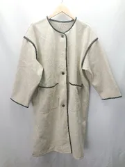 ◇ Aunt Marie's アントマリーズ パイピング ノーカラ－ 長袖 ガウンコート サイズS アイボリー系 レディース E  【1404020018066】