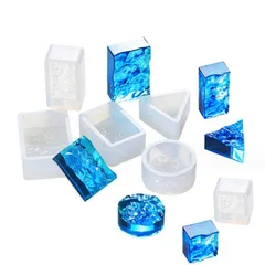 【新品未開封】 6個セット 波紋 ソフトモールド 宝石 クリスタル クリエイティブ ハンドメイド UVレジン モールド 型 DIY 手作り シリコンモールド 手芸 ネックレス ペンダント 波模様 アクセサリー パーツ オーナメント 長方形 サムコス 正方形 三