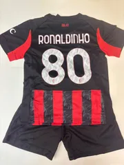 【新品】オーセンティックパッチ付き　ロナウジーニョ 80 L ACミラン　長袖 ACミラン（AC Milan）09-10 H ホーム #80 ロナウジーニョ
