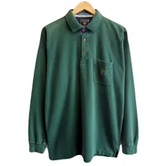 CHAPS チャップス Ralph Lauren ラルフローレン 長袖 ポロシャツ ハーフボタン プルオーバー トレーナー スウェット ワンポイントロゴ 刺繍 緑 グリーン Lサイズ No.J569
