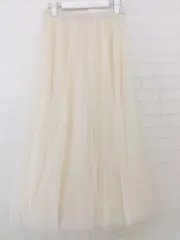 ◇ MISCH MASCH ミッシュマッシュ チュール ロング フレア スカート サイズM ライトベージュ レディース P  【1208230011455】