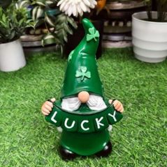 【 LUCKY小人】ガーデンノーム  ガーデンオーナメント 置物 オブジェ フィギュア かわいい おしゃれ 樹脂 グリーン 幸運 デコレーション 庭 玄関 ガーデニング インテリア 室内外 飾り ギフト プレゼント