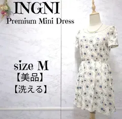 【美品】INGNI　イング　花柄 洗えるミニワンピース 白系 M　レディース