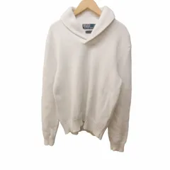 ポロ バイ ラルフローレン Polo by Ralph Lauren ニット セーター ショールカラー 長袖 白 ホワイト M 0825 ☆AA★ ■GY06