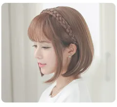 4色 前髪ウィッグ 三つ編みカチューシャ付き ポイントウィッグ エクステ ヘアバング