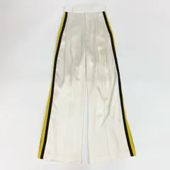 41c29 《美品》 CELINE セリーヌ フィービー期 サイドライン シルクパンツ 34 ホワイト フランス製 Reggae レゲエ ラスタ レインボーのサムネイル
