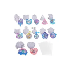 YFFSFDC シリコンモールド 流れ砂型 レジン型 12個セット PPシート3枚付き シェイカーモールド ソフトモールド シャカシャカ中身 DIY 手作り ペンダント キーホルダー アクセサリー 装飾 ツール 0