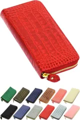 Angel's Closet 2023年版 クロコダイル 長財布 型押し 福銭入り 牛革 メンズ ワニ レディース(スカーレット)