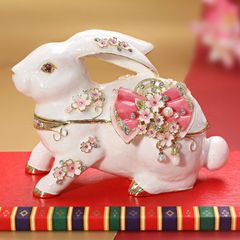 EX618-1 花兎 ジュエリーボックス うさぎ 置物 ウサギ 干支 お母さん お義母さん アクセサリーケース リングケース 宝石箱 ギフト 誕生日プレゼント ギフトボックス入り ピィアース 東京銀座PICALS 東京銀座ピカルス mer12