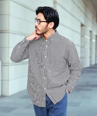 新品 未使用 TCブロードボタンダウンシャツ 217930 ブラックギンガム