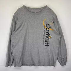 古着 カーハート Carhartt 長袖Tシャツ 袖ロゴプリント クルーネック 大きいサイズ ロンT 2XLTALL  グレー メンズ
