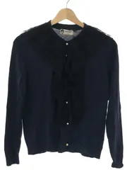 LANVIN ランバン レースコンビパールボタンニットカーディガン ネイビー XSのサムネイル