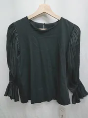 ◇ ⊂ ◎ ●美品● NATURAL BEAUTY BASIC タグ付き 長袖 ブラウス カットソー サイズM ブラック レディース P  【1407100018314】