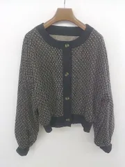 ◇ classicalelf クラシカルエルフ 総柄 長袖 ニット カーディガン サイズM ブラック ベージュ ホワイト系 レディース E  【1304050014536】