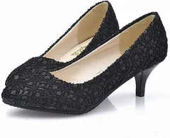 Beaumens(ビューメンス) 総 レース パンプス フェミニン レディース シューズ 靴 くつ(ブラック,  22.5 cm E)
