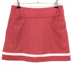 【超美品】アディダス ストレッチスカート レッドピンク×白 総柄 内側インナーパンツ レディース OT ゴルフウェア adidas