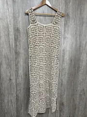 Ｂab かぎ編み クロシェロングワンピース キャミソール ワンピース sizeS/ベージュ ■◆ レディース