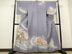 平和屋着物●ブライダルファッションデザイナー・桂由美　訪問着　駒刺繍　桧扇花文　暈し染め　金彩　正絹　逸品　CAAQ9591th