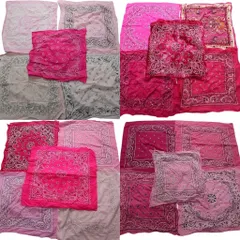 古着卸 まとめ売り ペイズリー柄 バンダナ  小物 20枚セット (ユニセックス ) タイダイ柄  ショッキングピンク 中古 古着 NA7909