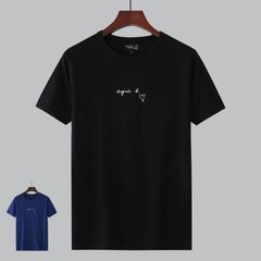 agnes b. アニエスベー 　メンズ　Tシャツ ブラック　ネービー　小さい真ん中ロゴハート　♡