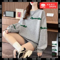 【送料無料】スウェット トレーナー ビッグシルエット レディース ゆったり 長袖 プルオーバー 刺しゅう ロゴ ビッグTシャツ おしゃれ カットソー 体型カバー トップス 春秋 チュニック ロンT クルーネック 新品 未使用 CH2YIGULI-010