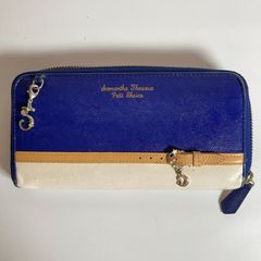 Samantha Thavasa Petit Choice 長財布 月チャーム バイカラーベルト ラウンド長財布 レディース ブルー×ベージュ