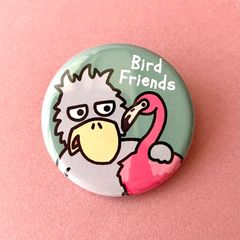 『ハシビロコウとフラミンゴの缶バッジ🦩』