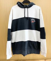 SUPREME (シュプリーム) 19SS ×NIKE Stripe Hooded Sweatshirt ナイキ ロゴ刺繍プルオーバースウェットパーカー フーディー ブラック/ホワイト BV7558-010