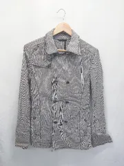 ◇ ⊇ ニコルクラブフォーメン 千鳥格子 ダブルボタン 長袖 コート ジャケット サイズ46 ブラック ホワイト系 メンズ E  【1507100015761】