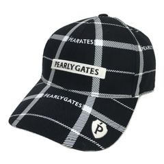 中古 パーリーゲイツ PEARLY GATES キャップ フリー ブラック 刺しゅうロゴ チェック柄