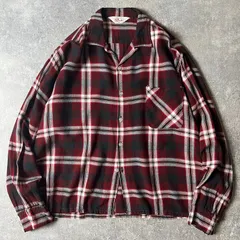 60s Renella チェック 長袖 レーヨン オープンカラー シャツ M / 60年代 ビンテージ 開襟 ボックス マルチカラー ループ留め