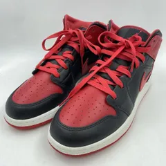【中古】NIKE AIR JORDAN 1 MID ブラック/レッド 24.5cm DQ8423060　ナイキ[24]