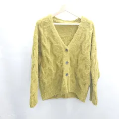 ◇ ⊇ AND SEARCH アンドサーチ シャギー風 長袖 カーディガン サイズM マスタード レディース E  【1502180035548】