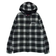 Supreme Quilted Hooded Plaid Shirt 黒 XL