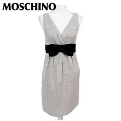 【美品】 モスキーノ MOSCHINO ノースリーブワンピース バイカラー　L 美品】 モスキーノ MOSCHINO ノースリーブワンピース バイカラー