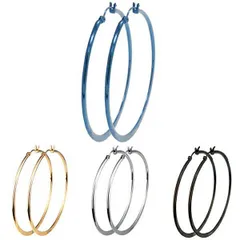 フープピアス レディース メンズ 金属アレルギー対応 サージカルステンレス 大きめ 大振り シルバー ゴールド ブラック ブルー メール便 送料無料 プレゼント 秋冬 大人気