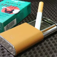 PEARL ブランド 携帯灰皿 革巻き キャメル オシャレ ピルケースも可 かっこいい シンプル アシュトレイ 灰皿 薬入れ 本革 アクセサリーケース イヤリングケース 指輪入れ 小物入れ